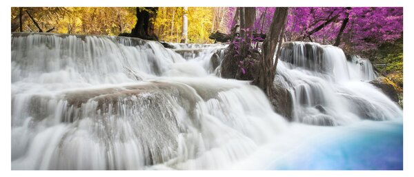 Egy kép Erawan vízeséséről az erdőben (120x50 cm)