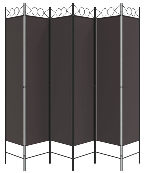 6 paneles barna szövet paraván 240x200 cm