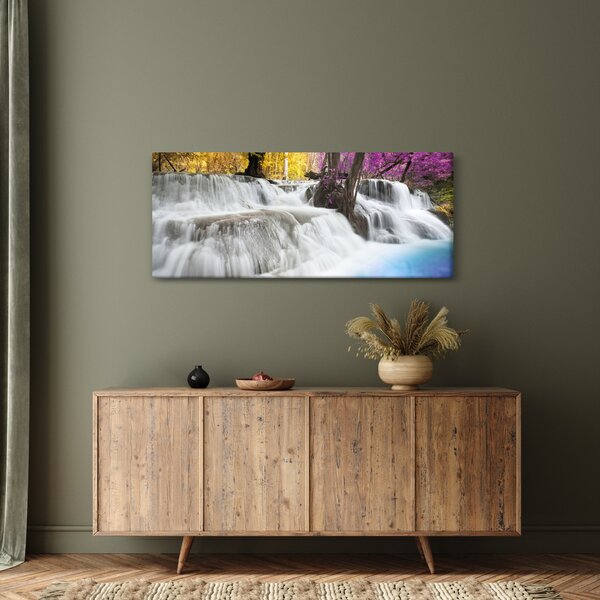 Egy kép Erawan vízeséséről az erdőben (120x50 cm)
