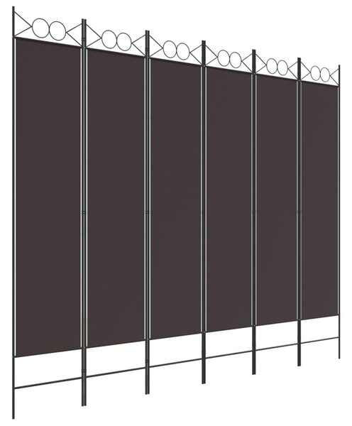 6 paneles barna szövet paraván 240x200 cm