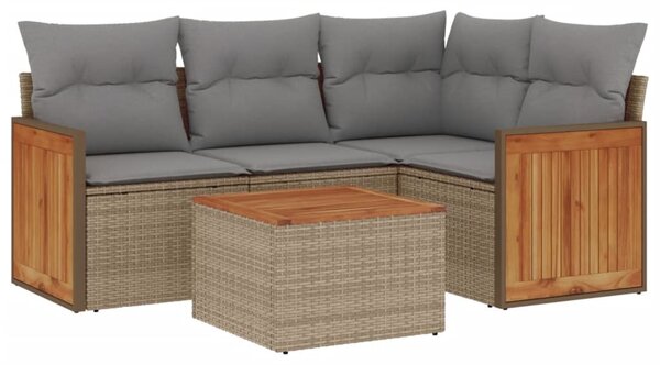 5 részes bézs polyrattan kerti ülőgarnitúra párnákkal