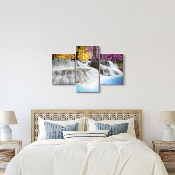 Egy kép Erawan vízeséséről az erdőben (90x60 cm)