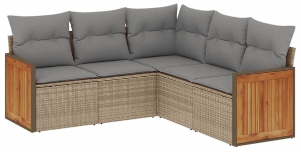 5 részes bézs polyrattan kerti ülőgarnitúra párnákkal