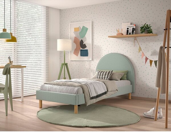 Zöld kárpitozott egyszemélyes ágy ágyráccsal 90x200 cm MOON – Vipack