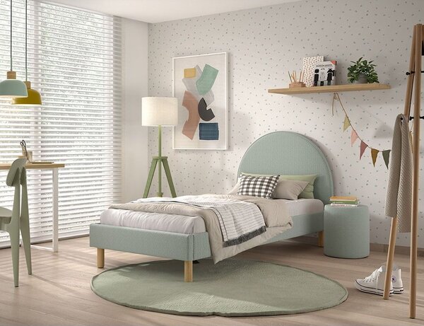 Zöld kárpitozott egyszemélyes ágy ágyráccsal 90x200 cm MOON – Vipack