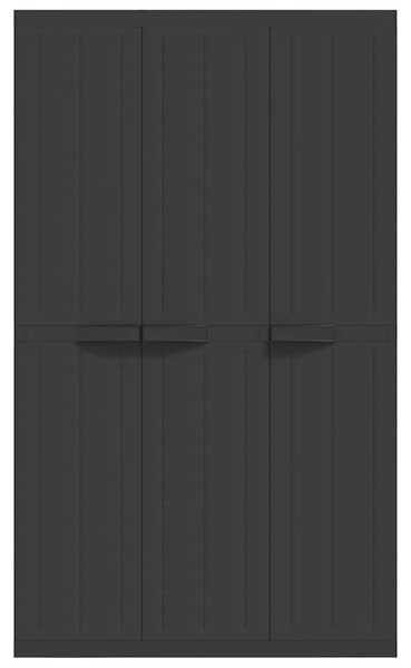 Fekete PP kültéri tárolószekrény 97 x 37 x 165 cm