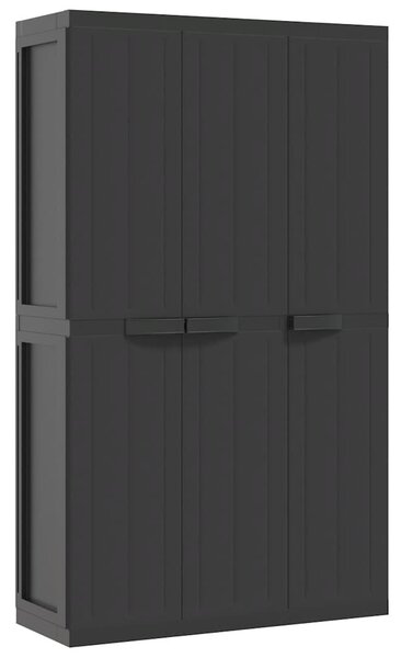 Fekete PP kültéri tárolószekrény 97 x 37 x 165 cm