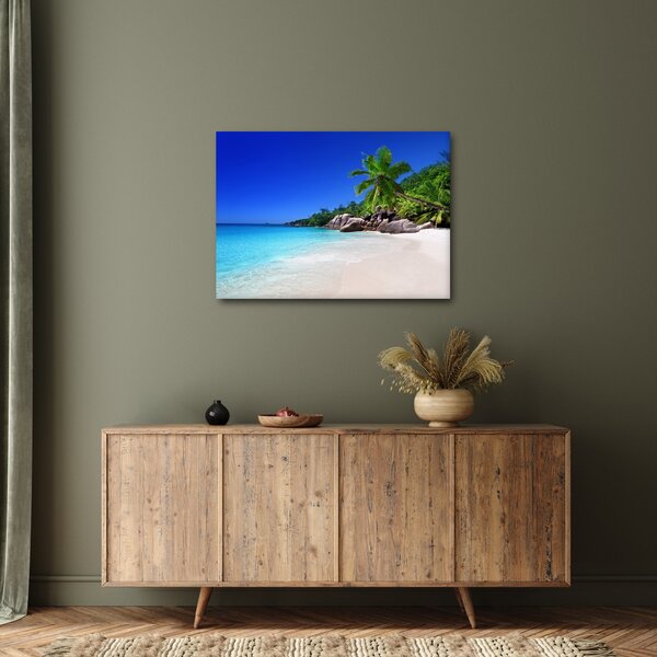Kép a strandról a Praslin szigeten (70x50 cm)