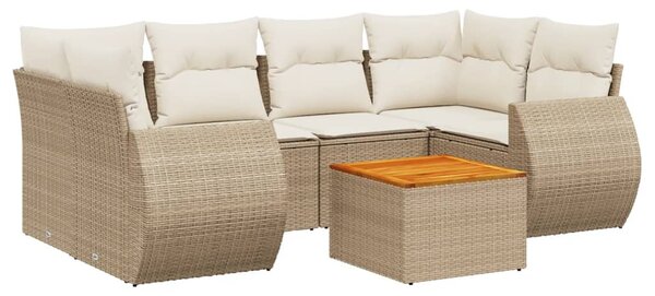 7 részes bézs polyrattan kerti ülőgarnitúra párnákkal
