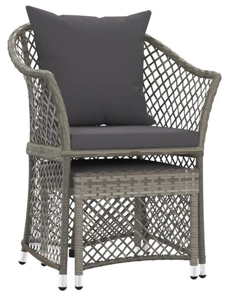 2 részes szürke polyrattan kerti ülőgarnitúra párnákkal