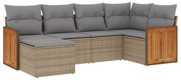 6 részes bézs polyrattan kerti ülőgarnitúra párnával