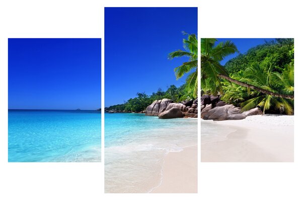 Kép a strandról a Praslin szigeten (90x60 cm)