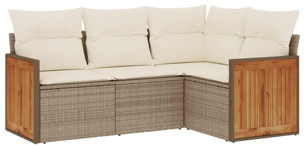 4 részes bézs polyrattan kerti ülőgarnitúra párnákkal