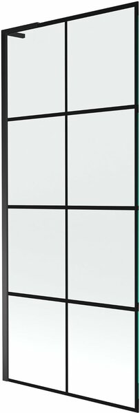 Mexen Next L egyszárnyú fürdőkád paraván 80 x 150 cm, fekete rács, fekete - 895-080-000-03-77-70