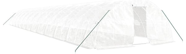 Fehér acélvázas melegház 120 m² 24 x 5 x 2,3 m