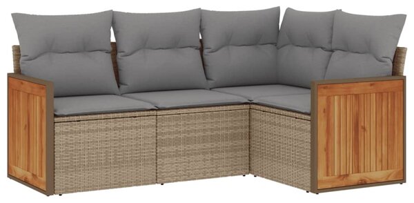 4 részes bézs polyrattan kerti ülőgarnitúra párnákkal