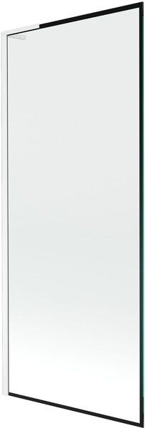 Mexen Next L kádparaván 1-szárnyú 80 x 150 cm, fekete keret, fehér - 895-080-000-03-70-20