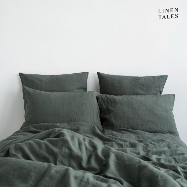 Sötétzöld egyszemélyes len ágyneműhuzat 140x200 cm – Linen Tales