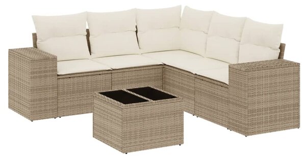 6 részes bézs polyrattan kerti ülőgarnitúra párnával