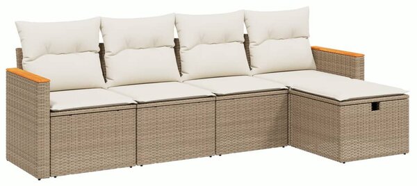 5 részes bézs polyrattan kerti ülőgarnitúra párnákkal
