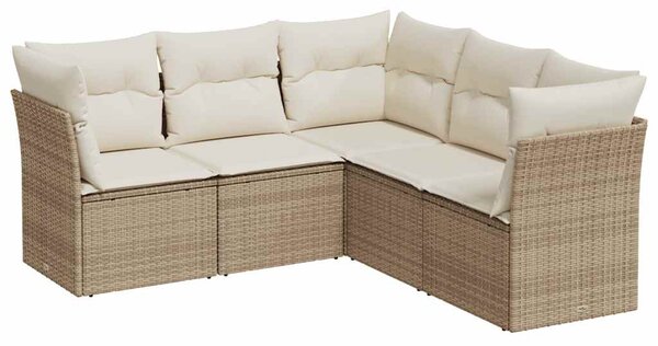 5 részes bézs polyrattan kerti ülőgarnitúra párnákkal