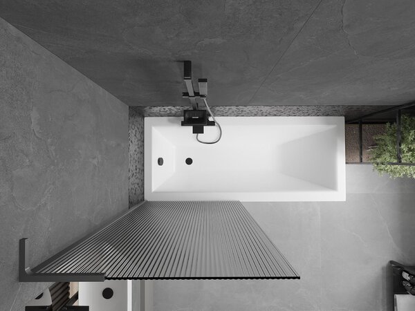 Mexen Next L fürdőkádfal 1-szárnyú 80 x 150 cm, csíkos, gun metal - 895-080-000-03-09-95