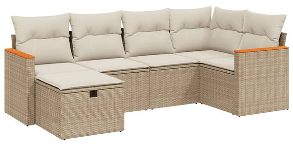 6 részes bézs polyrattan kerti ülőgarnitúra párnával