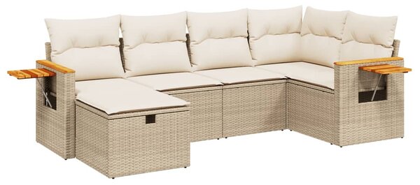 6 részes bézs polyrattan kerti ülőgarnitúra párnával