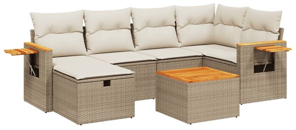 7 részes bézs polyrattan kerti ülőgarnitúra párnákkal