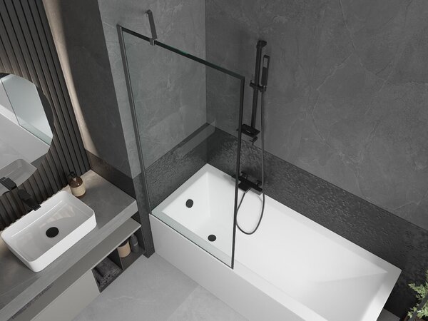 Mexen Next egyszárnyú kádparaván 80 x 150 cm, fekete keret, gun metal - 895-080-000-00-70-95
