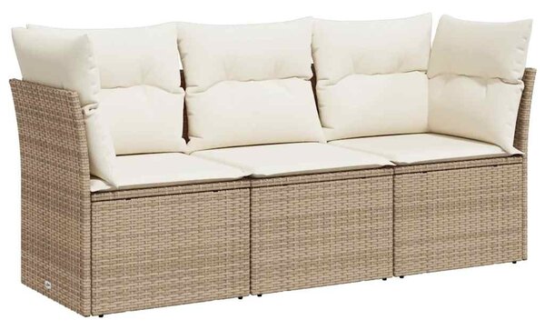 3 részes bézs polyrattan kerti ülőgarnitúra párnákkal