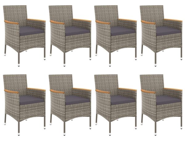 9 részes szürke polyrattan kerti étkezőgarnitúra párnával
