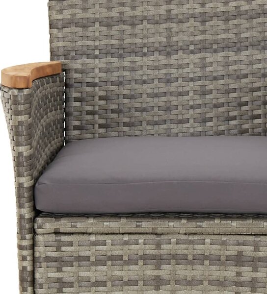 9 részes szürke polyrattan kerti étkezőgarnitúra párnával