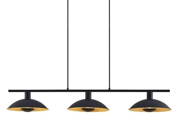 Lindby Narisara függőlámpa, 118cm, E14, 3-lámpás, fekete-arany, dimmelhető, Fekete, Nappali / Étkező, fém, Modern