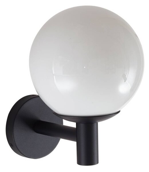 Lindby kültéri fali lámpa Dangan, fekete/fehér, üveg, Ø 20 cm, dimmelhető, Fehér / opál, Üveg, Modern