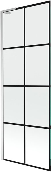 Mexen Next L kádparaván 1-szárnyú 70 x 150 cm, fekete rácsos, króm - 895-070-000-03-77-01