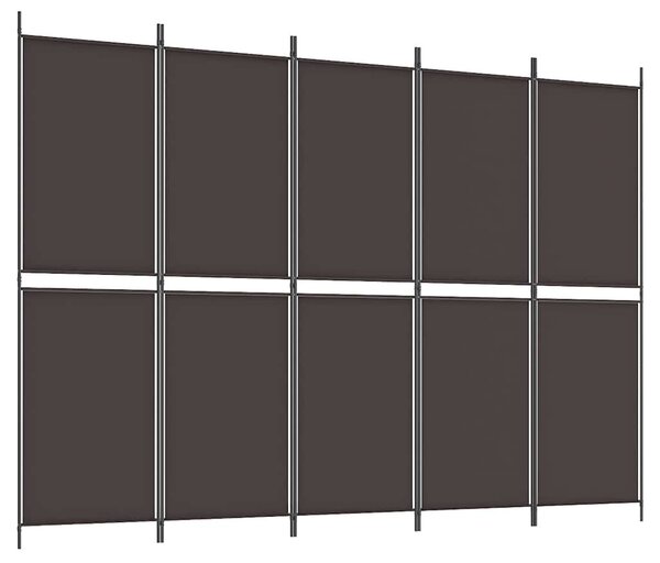 5 paneles barna szövet paraván 250x180 cm