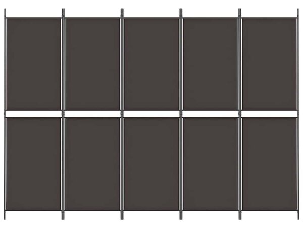 5 paneles barna szövet paraván 250x180 cm