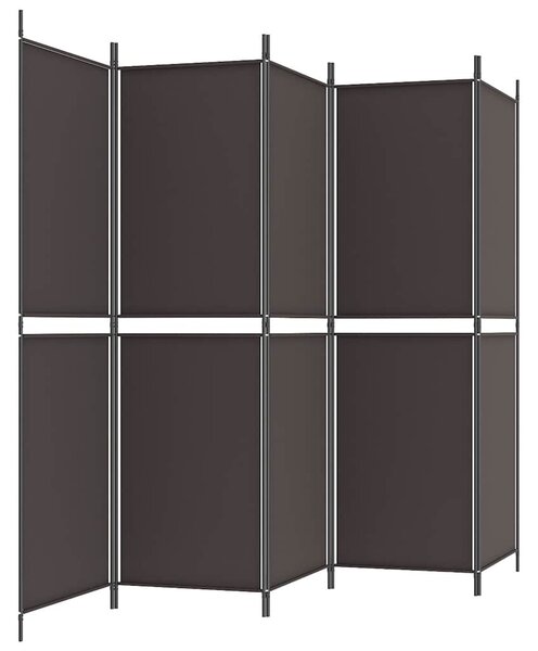 5 paneles barna szövet paraván 250x180 cm
