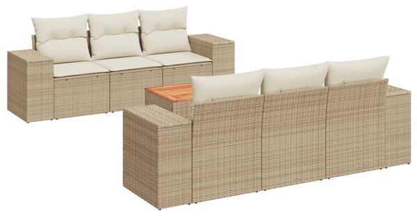 7 részes bézs polyrattan kerti ülőgarnitúra párnákkal