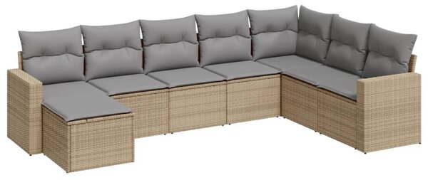 8 részes bézs polyrattan kerti ülőgarnitúra párnával