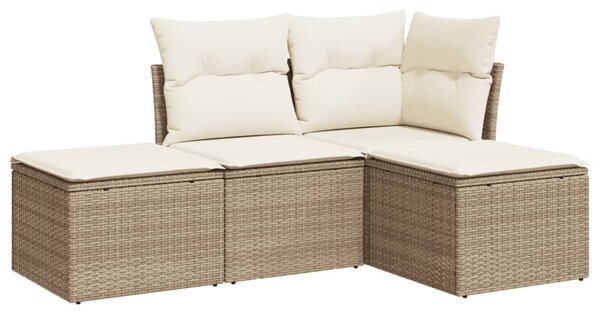 4 részes bézs polyrattan kerti ülőgarnitúra párnákkal