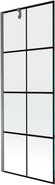 Mexen Next kádparaván 1-szárnyas 70 x 150 cm, fekete rács, gun metal - 895-070-000-00-77-95