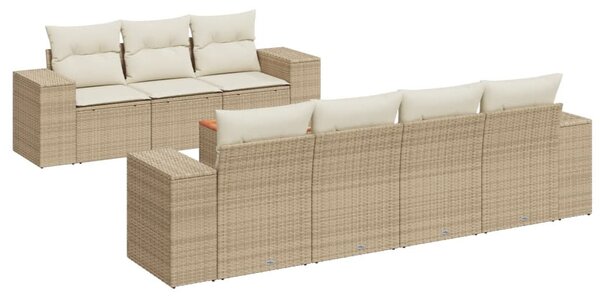8 részes bézs polyrattan kerti ülőgarnitúra párnával