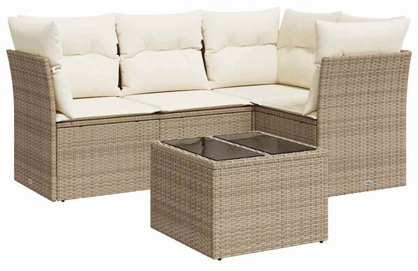 5 részes bézs polyrattan kerti ülőgarnitúra párnákkal