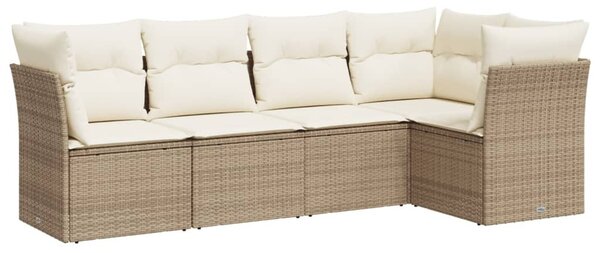 5 részes bézs polyrattan kerti ülőgarnitúra párnákkal