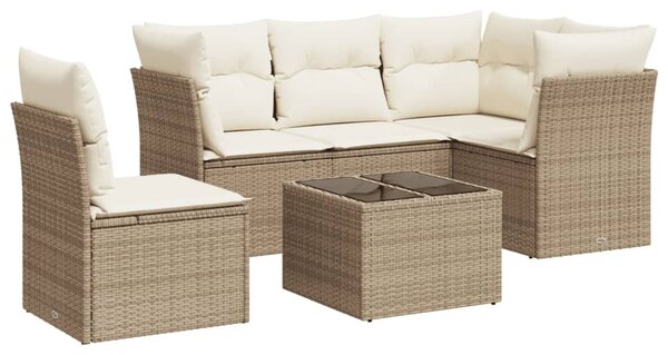 6 részes bézs polyrattan kerti ülőgarnitúra párnával
