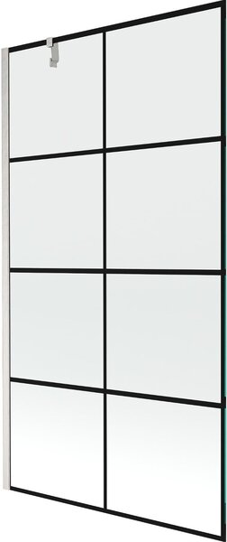 Mexen Next zuhanyfal 1-szárnyú 100 x 150 cm, fekete rács, csiszolt nikkel - 895-100-000-00-77-97