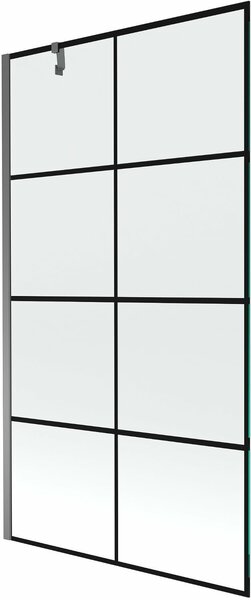 Mexen Next 1-szárnyú fürdőkád paraván 100 x 150 cm, fekete rács, gun metal - 895-100-000-00-77-95