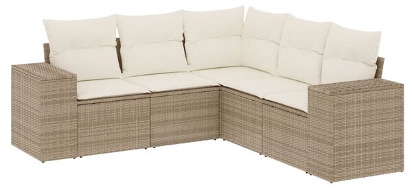 5 részes bézs polyrattan kerti ülőgarnitúra párnákkal